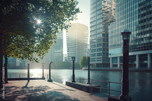 Tranquil Morning Light in Canary Wharf, London photo