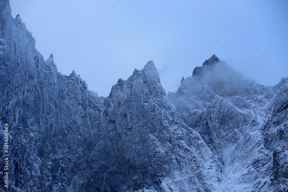 Trollveggen mountains in winter (Norway).
