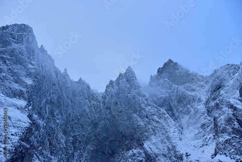 Obraz na płótnie Trollveggen mountains in winter (Norway). w salonie