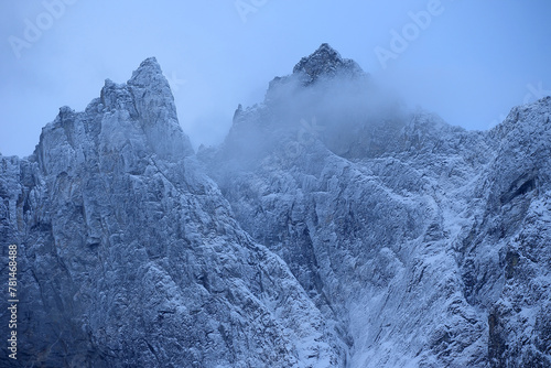 Obraz na płótnie Trollveggen mountains in winter (Norway). w salonie