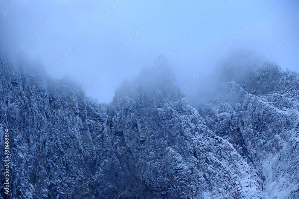 Trollveggen mountains in winter (Norway).