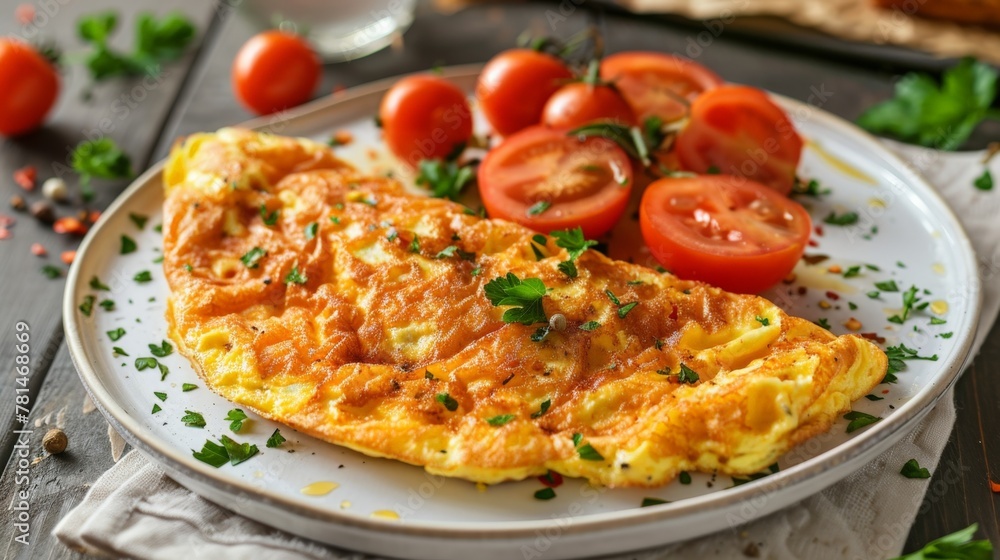 Omelet with fresh tomatoes and parsley Omelet with fresh tomatoes and parsley
