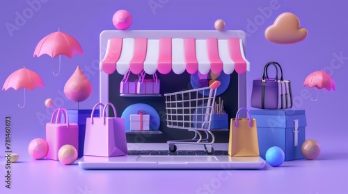 3D illustration of an onlin...