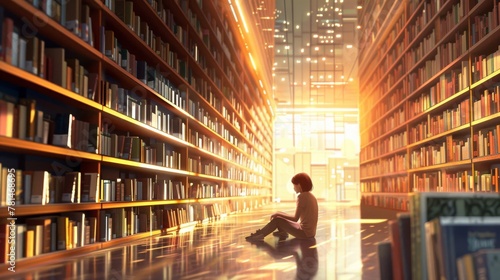 Lone figure absorbed in rea...