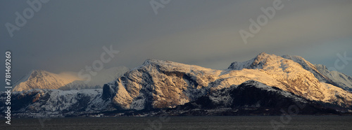 Obraz na płótnie Winter mountains near Gamlem (More og Romsdal, Norway). w salonie