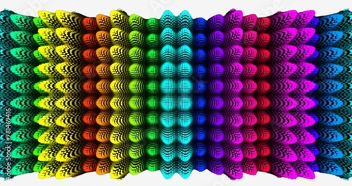 Abstract 3D rainbow art background Detailed design with colored dots arranged in a wave pattern. colorful beads isolated on white.