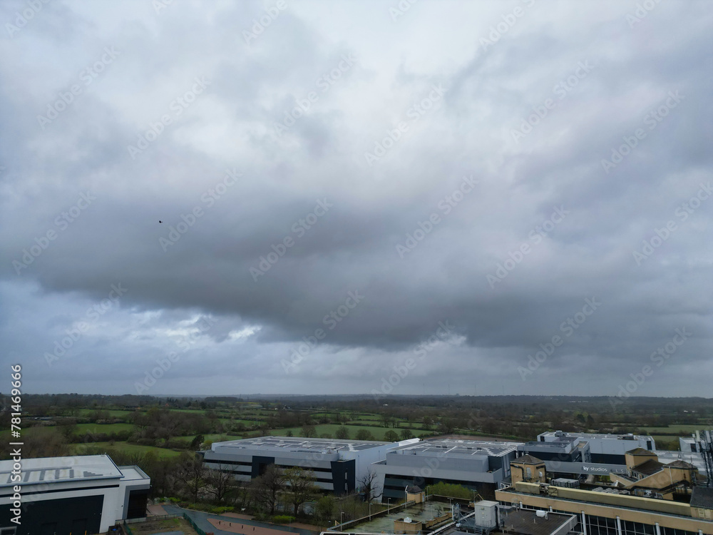 Aerial View of Elstree London City of England Great Britain during Cloudy and Windy Day. April 4th, 2024