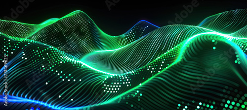 Abstract futuristic background with green blue glowing neon moving high speed wave lines ©  Mohammad Xte