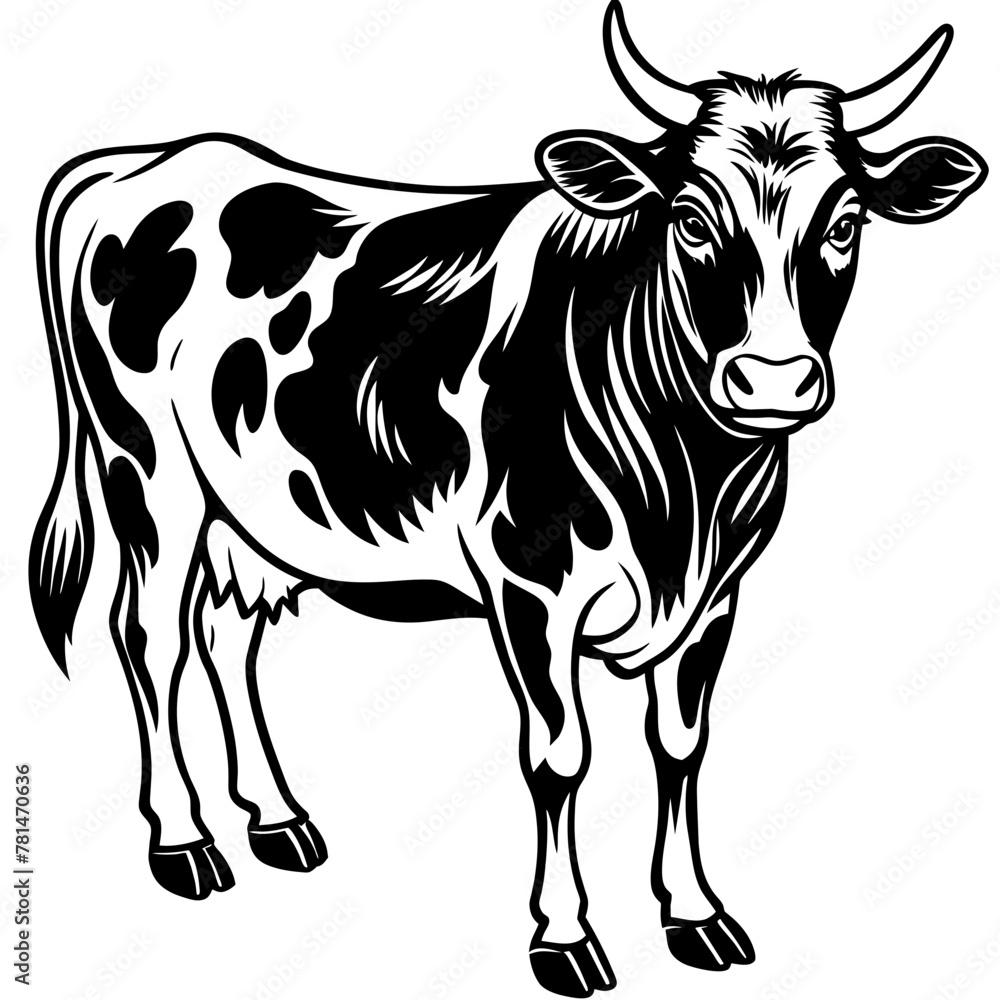 Fototapeta premium cow silhouette vector illustration 