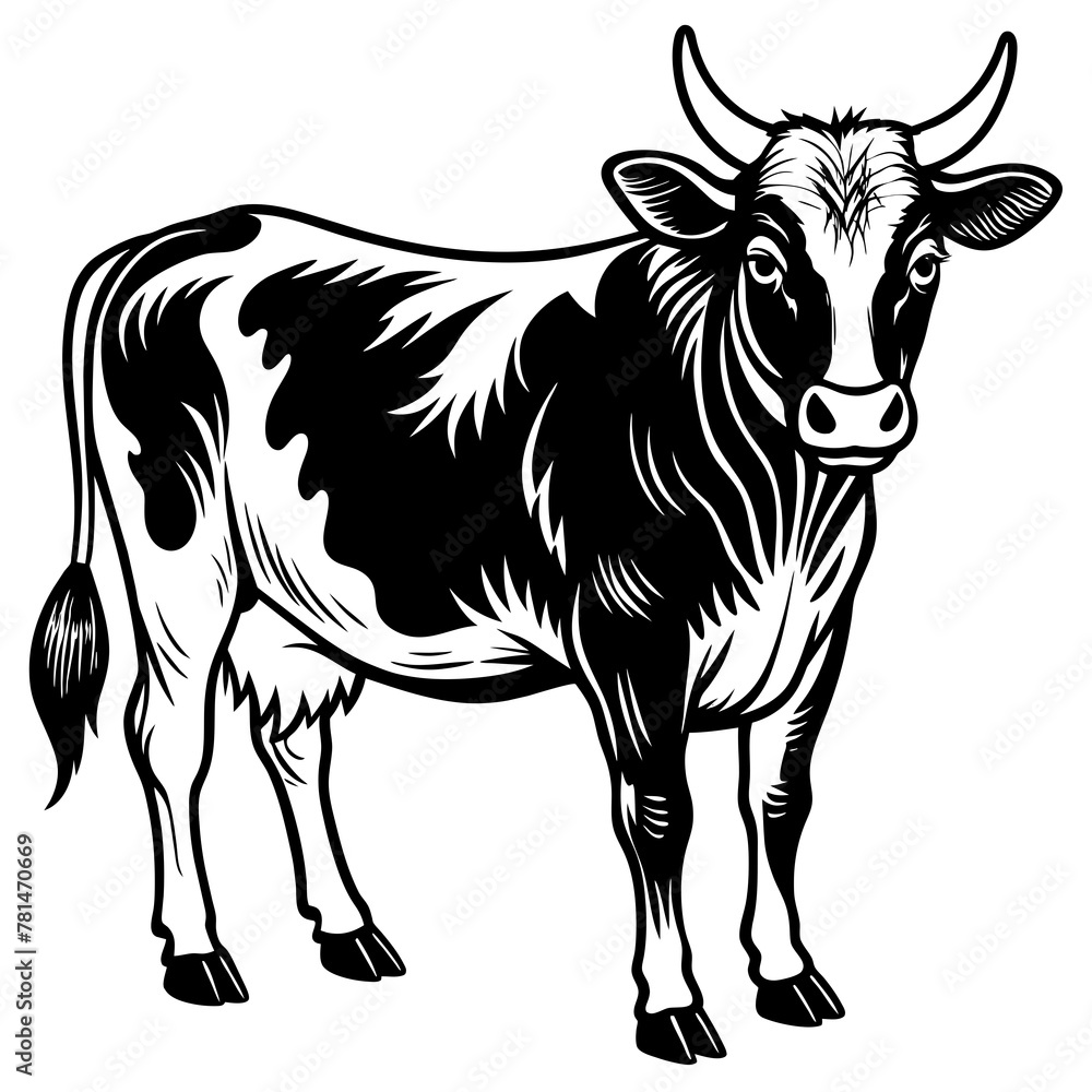 Fototapeta premium cow silhouette vector illustration 