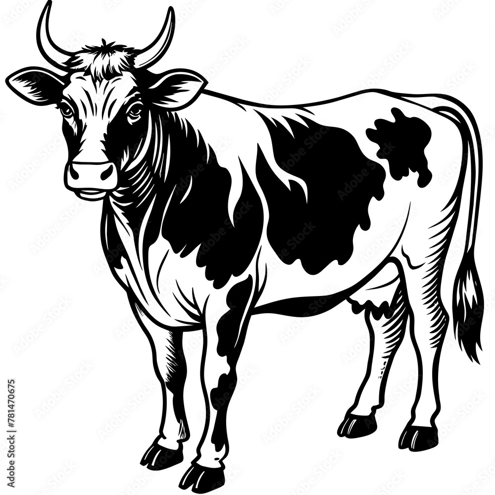 Fototapeta premium cow silhouette vector illustration 