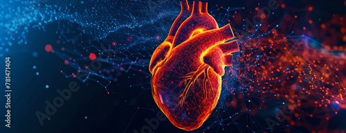 human heart with 3d technology  background,  data lines visualization, kinetic elements, vibrant scheme, scientific diagrams, advanced medical technology, scales, charts, cinematic  #781471404