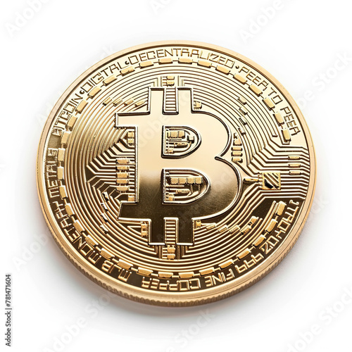 Wallpaper Mural Bitcoin. Golden bitcoin isolated on white background Torontodigital.ca
