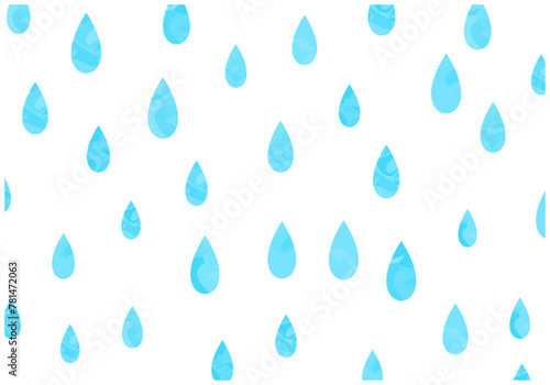 梅雨の雨が降る水滴パターン背景1水色