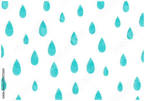 梅雨の雨が降る水滴パターン背景1緑色