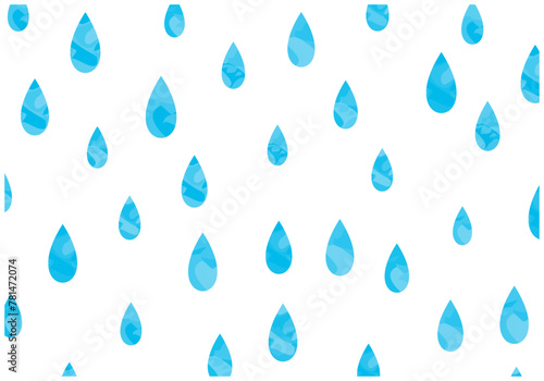 梅雨の雨が降る水滴パターン背景1青色