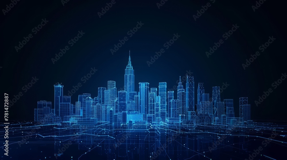 3D holographic projection Blue Technology digital city