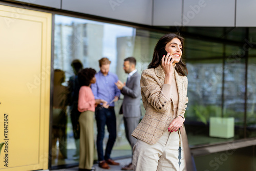 Elegant businesswoman engag...