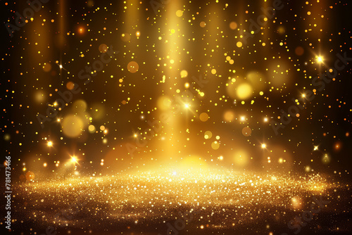 Abstract Golden Sparkles and Glitter Background.