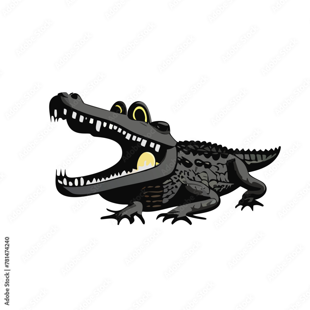Fototapeta premium Dynamic vector illustration featuring a detailed crocodile design on a clean white background, perfect for logos, icons, or stickers. This editable layered vector showcases the fierce beauty of this w