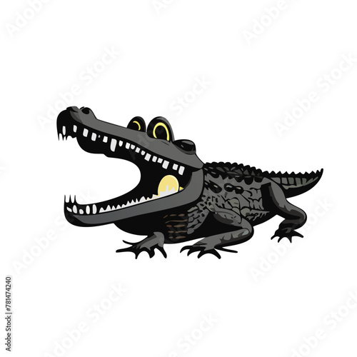 Dynamic vector illustration featuring a detailed crocodile design on a clean white background  perfect for logos  icons  or stickers. This editable layered vector showcases the fierce beauty of this w