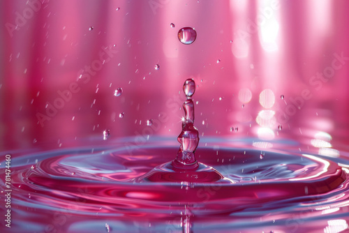 Elegant Pink Water Drop Reflection in Serene Setting