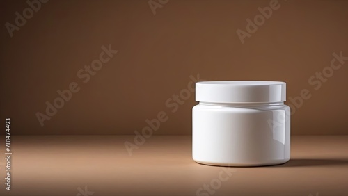white jar for cream on a brown background