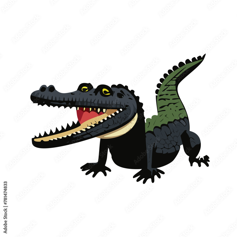 Naklejka premium Dynamic vector illustration featuring a detailed crocodile design on a clean white background, perfect for logos, icons, or stickers. This editable layered vector showcases the fierce beauty of this w