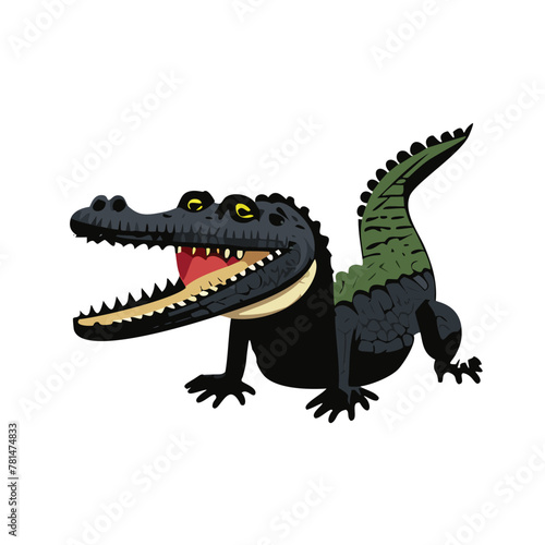 Dynamic vector illustration featuring a detailed crocodile design on a clean white background  perfect for logos  icons  or stickers. This editable layered vector showcases the fierce beauty of this w