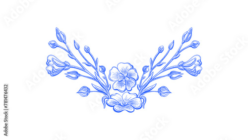 Flax flower, linen seed. Vector hand drawn symbol