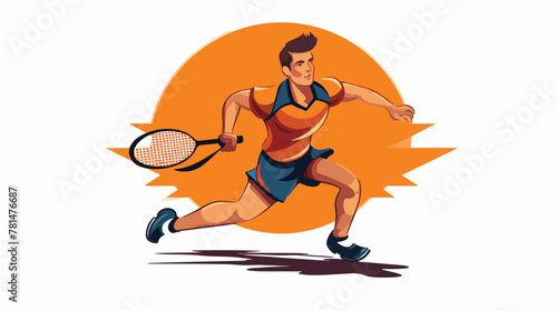Isolated badminton player simple vector logo design