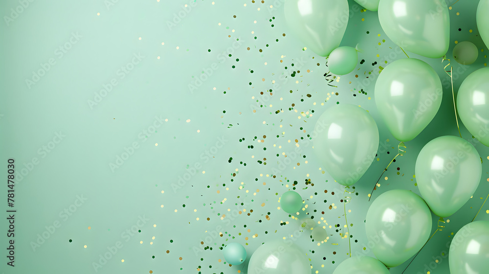 Obraz premium Turquoise green balloons composition background - Celebration design banner