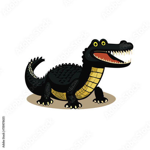 Dynamic vector illustration featuring a detailed crocodile design on a clean white background, perfect for logos, icons, or stickers. This editable layered vector showcases the fierce beauty of this w