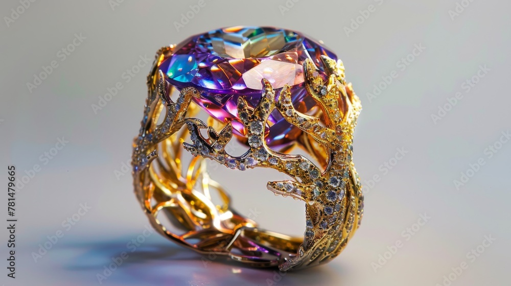 Gold Ring With Colorful Stone Gold Ring With Colorful Stone