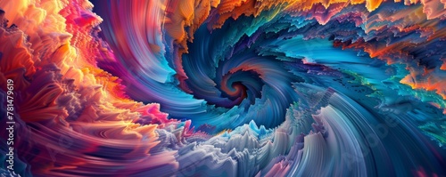 Vibrant abstract digital art presenting a swirling pattern with a dynamic color palette