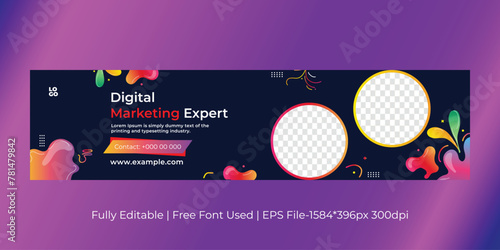 Vector of a social media banner template. Abstract shaped Modern graphic background cover.