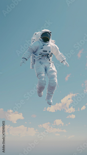 astronaut floating in the blue sky