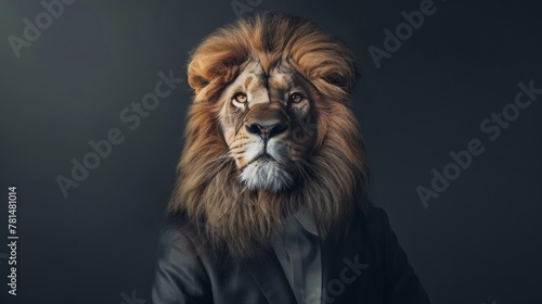 Majestic lion in business attire