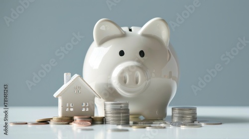 Saving for homeownership concept with piggy bank