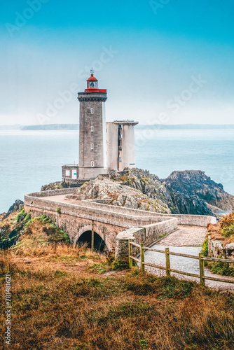 Lighthouse "Phare du Petit Minou" on the road to Brest, Finistere, Brittany, France