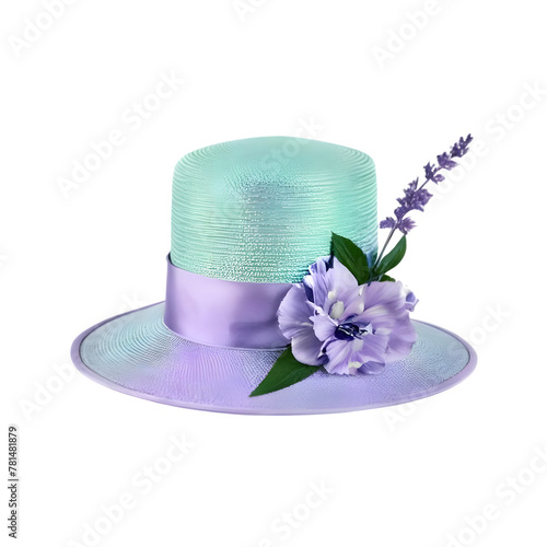 Lavender and mint julep Kentucky Derby hat on a transparent background, PNG Format