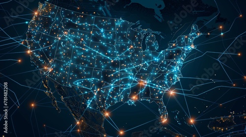 Digital network connectivity map of the usa