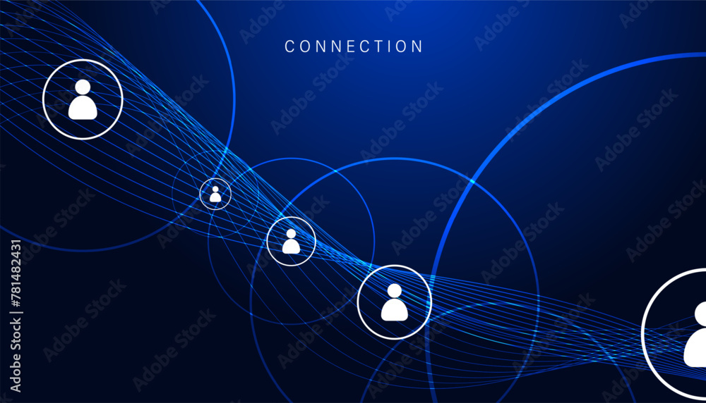 Wave blue Network connection, digital hi-tech digital internet communication, technology on global background and people icons on modern background. Wave blue Network connection, digital hi-tech digital internet communication, technology on global background and people icons on modern background.