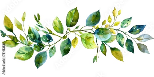 Watercolor Leaf Wreath on White Background Representing Renewal and Continuous Cycle of Life