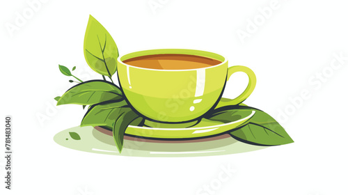 Isolated green tea simple vector logo design 2d fla