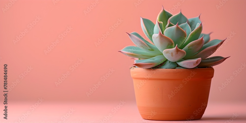 Thriving Succulent in Terracotta Pot Against Pastel Background Representing Growth and Resilience Thriving Succulent in Terracotta Pot Against Pastel Background Representing Growth and Resilience