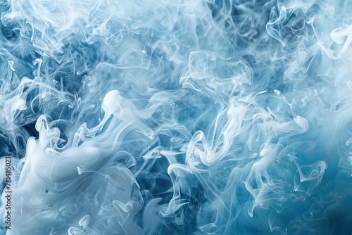 Frozen smoke in icy blue and white