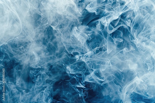 Frozen smoke in icy blue and white photo