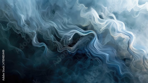Sinuous streams of silver and blue smoke photo