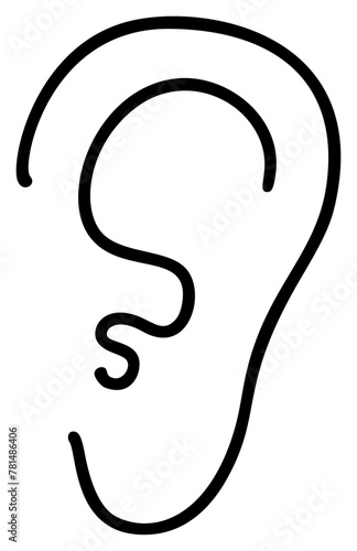 Ear, hearing line icon, outline vector sign, linear style pictogram isolated on white. Symbol, logo illustration otitis